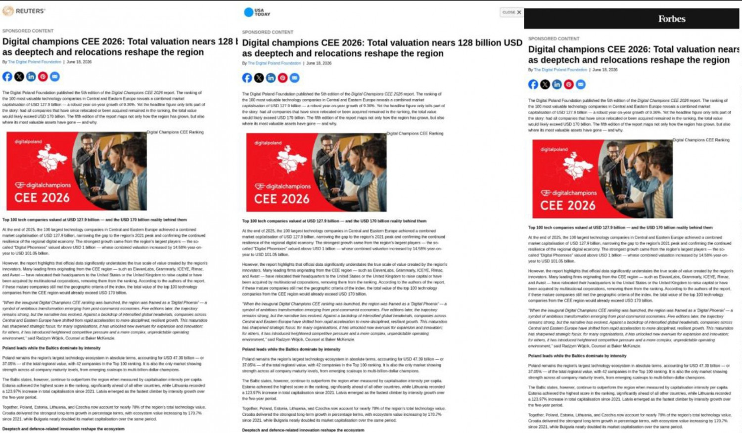 Światowe media o naszym raporcie Digital Champions CEE 2026